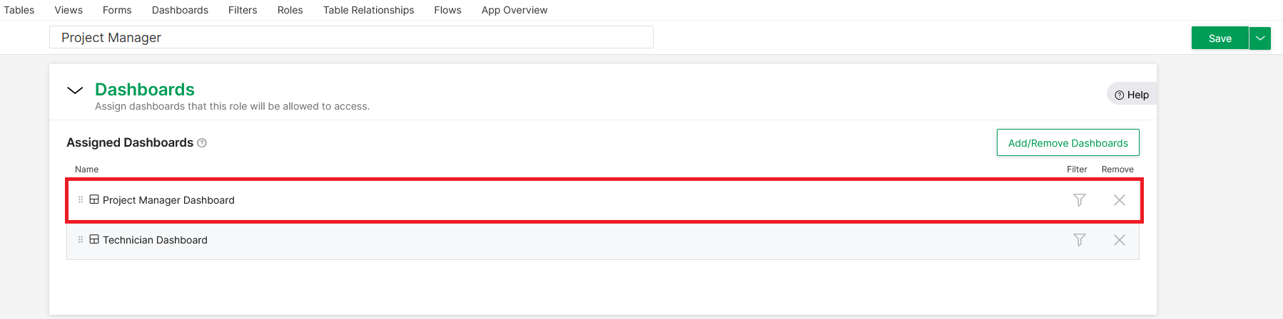 homepage dashboard for the project manager role.png
