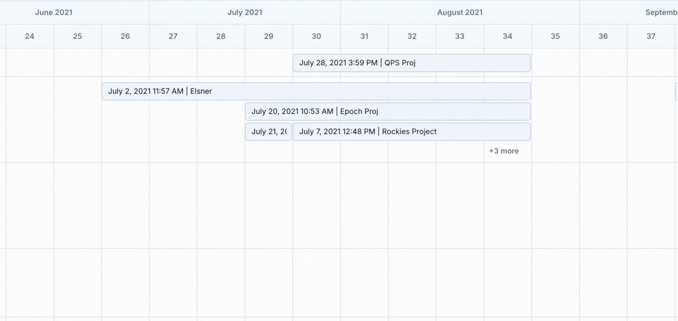 Timeline view with a bar moved from one parent row into another.